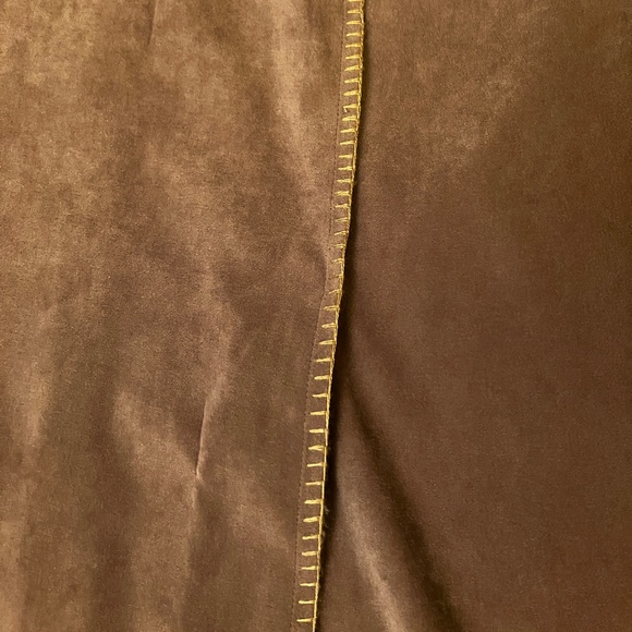 Brown Faux Suede Straight Skirt - Picture 3 of 10